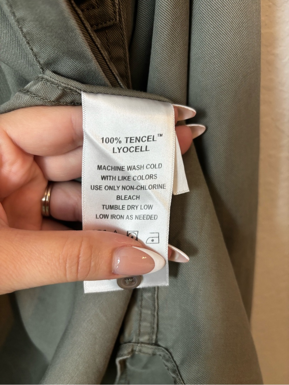 Quince Vintage Wash Tencel Utility Shirt Olive Green Button-Up Size Small - Picture 11 of 11